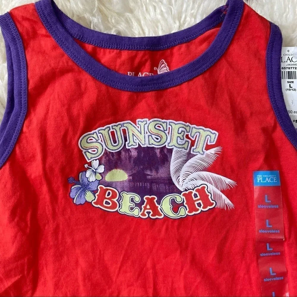 NWT Children’s Place Girls Sunset Beach Sleeveless T-shirt Size L/ 10-12